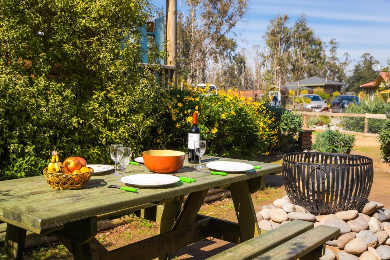 Cabana En Tunquen Con Parrilla, Fogon, Piscina Y Bosque エクステリア 写真